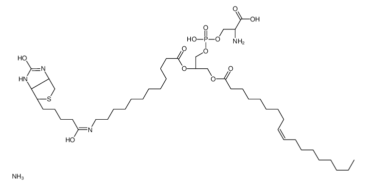 1-油酰基-2-(12-生物素(氨基十二烷酰基))-sn-甘油-3-磷酸-L-丝氨酸(铵盐)结构式