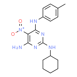 N~2~-cyclohexyl-N~4~-(4-methylphenyl)-5-nitropyrimidine-2,4,6-triamine Structure