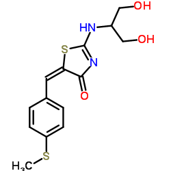 (5E)-2-[(1,3-Dihydroxy-2-propanyl)amino]-5-[4-(methylsulfanyl)benzylidene]-1,3-thiazol-4(5H)-one结构式