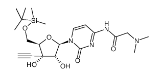 1-[5-O-(tert-butyldimethylsilyl)-3-C-ethynyl-β-D-ribofuranosyl]-4-N-(N,N-dimethylglycyl)cytosine Structure