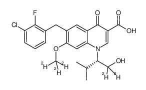 (S)-6-(3-chloro-2-fluorobenzyl)-1-(1-hydroxy-3-methylbutan-2-yl-1,1-d2)-7-(methoxy-d3)-4-oxo-1,4-dihydroquinoline-3-carboxylic acid Structure