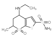 trans-6-Methyl-4-ethylamino-5,6-dihydro-4H-thieno[2,3-b]thiopyran-2-sulfonamide-7,7-dioxide Structure
