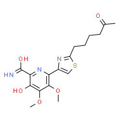 3-Hydroxy-4,5-dimethoxy-6-[2-(5-oxohexyl)-4-thiazolyl]-2-pyridinecarboxamide Structure