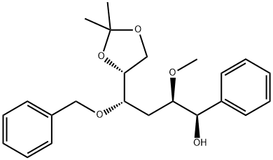 D-ribo-Hexitol, 3-deoxy-2-O-methyl-5,6-O-(1-methylethylidene)-1-C-phenyl-4-O-(phenylmethyl)-, (1R)- Structure