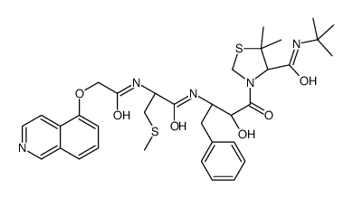 (4R)-N-tert-butyl-3-[(2S,3S)-2-hydroxy-3-[[(2R)-2-[(2-isoquinolin-5-yloxyacetyl)amino]-3-methylsulfanylpropanoyl]amino]-4-phenylbutanoyl]-5,5-dimethyl-1,3-thiazolidine-4-carboxamide Structure