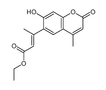 ethyl E-3-(7-hydroxy-4-methyl-2-oxo-2H-1-benzopyran-6-yl)-2-butenoate结构式
