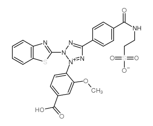 2-苯并噻唑基-3-(4-羧基-2-甲氧苯基)-5-[4-(2-磺乙基氨基甲酰)苯基]-2H-四氮唑结构式