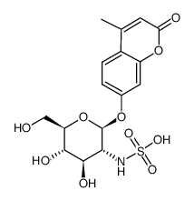 4-甲基香豆素基-2-脱氧-2-硫酸氨基-α-D-吡喃葡萄糖苷钠盐结构式