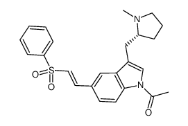 (R)-1-acetyl-5-[2-(phenylsulfonyl)ethyenyl]-3-(N-methylpyrrolidin-2-ylmethyl)-1H-indole Structure