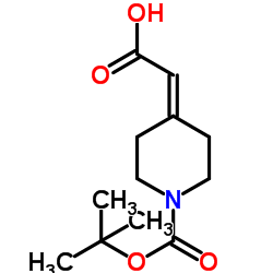 1-Boc-哌啶-4-亚基乙酸结构式