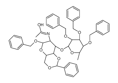 苄基2-乙酰氨基-2-脱氧-3-O-(2,3,4-三-O-苄基-α-L-呋喃核糖基)-4,6-亚苄基-α-D-吡喃葡萄糖苷结构式