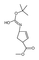 (1R,4S)-4-(叔丁氧基羰基氨基)环戊-2-烯羧酸甲酯结构式