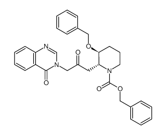 (2R,3S)-3-benzyloxy-2-[2-oxo-3-(4-oxoquinazolin-3(4H)-yl)propyl]piperidine-1-carboxylic acid benzyl ester结构式
