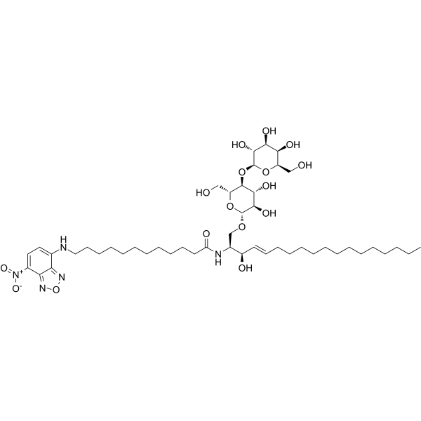 N-[12-[(7-硝基-2-1,3-苯并恶二唑-4-基)氨基]十二烷酰基] -D-乳糖基-ß1-1'-鞘氨醇结构式