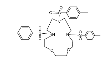 7,10,13-tris(p-tolylsulphonyl)-1,4-dioxa-7,10,13-triazacyclopentadecane结构式