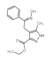 ethyl 4-(2-hydroxyimino-2-phenyl-ethyl)-5-methyl-1H-pyrazole-3-carboxylate结构式