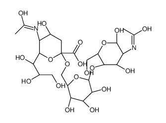 (2S,4S,5R,6R)-5-acetamido-2-[[(2R,3R,4S,5R,6S)-6-[(2R,3S,4R,5R)-5-acetamido-4,6-dihydroxy-2-(hydroxymethyl)oxan-3-yl]oxy-3,4,5-trihydroxyoxan-2-yl]methoxy]-4-hydroxy-6-[(1R,2R)-1,2,3-trihydroxypropyl]oxane-2-carboxylic acid结构式