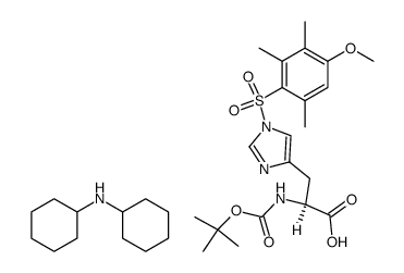 dicyclohexylamineNa-(tert-butoxycarbonyl)-Nt-((4-methoxy-2,3,6-trimethylphenyl)sulfonyl)-L-histidinate结构式