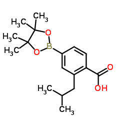 2-Isobutyl-4-(4,4,5,5-tetramethyl-1,3,2-dioxaborolan-2-yl)benzoic acid Structure