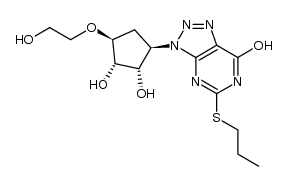 (1S,2S,3R,5S)-3-(7-hydroxy-5-(propylthio)-3H-[1,2,3]triazolo[4,5-d]pyrimidin-3-yl)-5-(2-hydroxyethoxy)cyclopentane-1,2-diol structure