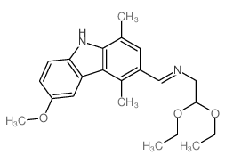 N-(2,2-diethoxyethyl)-1-(6-methoxy-1,4-dimethyl-9H-carbazol-3-yl)methanimine结构式