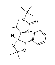 tert-butyl ((R)-1-((4S,5S)-2,2-dimethyl-5-phenyl-1,3-dioxolan-4-yl)-2-methylpropyl)carbamate结构式