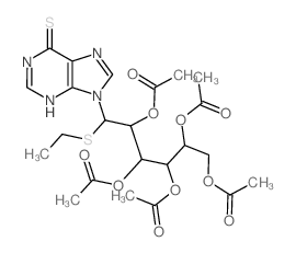 [3,4,5,6-tetraacetyloxy-1-ethylsulfanyl-1-(6-sulfanylidene-3H-purin-9-yl)hexan-2-yl] acetate结构式