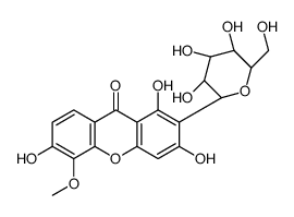 2-β-D-Glucopyranosyl-1,3,6-trihydroxy-5-methoxy-9H-xanthen-9-one结构式