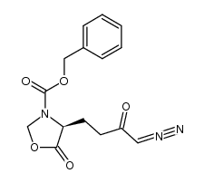 (S)-3-(benzyloxycarbonyl)-4-(4-diazo-3-oxobutyl)-5-oxazolidinone Structure