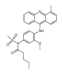 N-[3-Methoxy-4-(4-methyl-acridin-9-ylamino)-phenyl]-N-pentanoyl-methanesulfonamide结构式