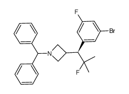 3-[(1S)-1-(3-bromo-5-fluorophenyl)-2-fluoro-2-methylpropyl]-1-(diphenylmethyl)azetidine结构式