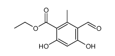 3-formyl-4,6-dihydroxy-2-methyl-benzoic acid ethyl ester结构式