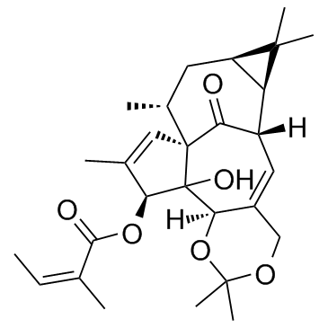 巨大戟醇-5,20-缩丙酮-3-当归酸酯结构式