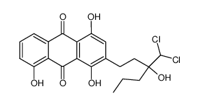 (RS)-2-(3-Dichlormethyl-3-hydroxyhexyl)-1,4,8-trihydroxy-9,10-anthrachinon Structure