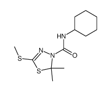 2,2-Dimethyl-5-methylsulfanyl-[1,3,4]thiadiazole-3-carboxylic acid cyclohexylamide结构式