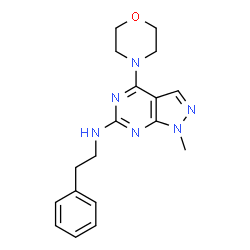 1-methyl-4-(morpholin-4-yl)-N-(2-phenylethyl)-1H-pyrazolo[3,4-d]pyrimidin-6-amine结构式