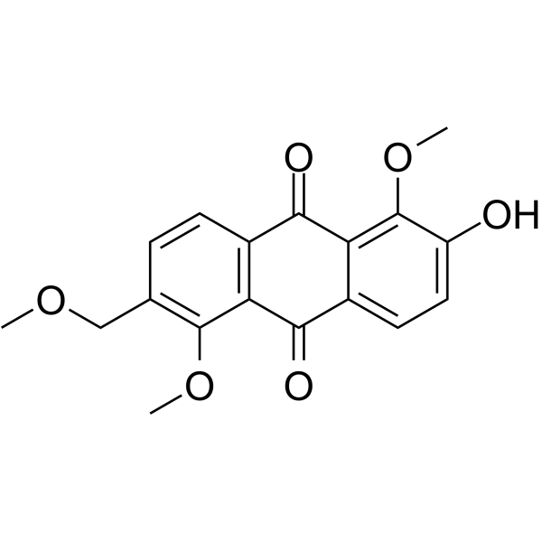 2-羟基-1,5-二甲氧基-6-(甲氧基甲基)-9,10-蒽二酮结构式