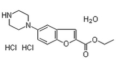 5-(1-哌嗪基)-2-苯并呋喃甲酸乙酯二盐酸盐水合物结构式