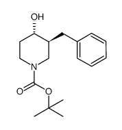 (3S,4S)-叔-丁基 3-苯甲基-4-羟基哌啶-1-甲酸基酯结构式
