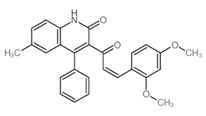 3-[(Z)-3-(2,4-dimethoxyphenyl)prop-2-enoyl]-6-methyl-4-phenyl-1H-quinolin-2-one Structure