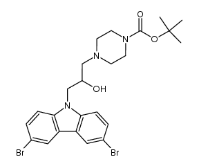 (+/-)-4-[3-(3,6-dibromocarbazol-9-yl)-2-hydroxypropyl]piperazine-1-carboxylic acid tert-butyl ester结构式