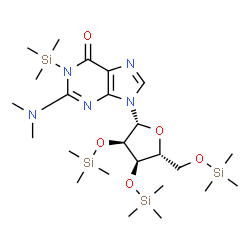 N,N-Dimethyl-1-trimethylsilyl-2'-O,3'-O,5'-O-tris(trimethylsilyl)guanosine结构式