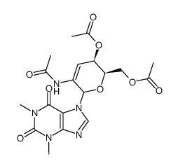 7-(2-acetamido-4,6-di-O-acetyl-2,3-dideoxy-D-threo-hex-2-enopyranosyl)theophylline结构式