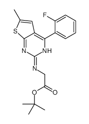 2-[4-(2-氟苯基)-6-甲基噻吩并[2,3-d]嘧啶-2-基氨基]乙酸叔丁酯结构式