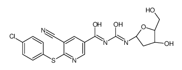 6-(4-氯苯基硫代)-5-氰基-N-((2R,4S,5R)-4-羟基-5-(羟基甲基)四氢呋喃-2-基氨基甲酰)烟酰胺结构式