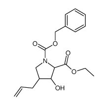 4-Allyl-3-hydroxy-pyrrolidine-1,2-dicarboxylic acid 1-benzyl ester 2-ethyl ester结构式