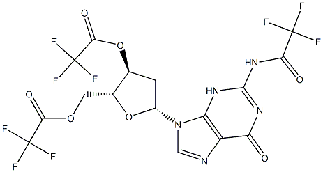 3'-O,5'-O-Bis(trifluoroacetyl)-2'-deoxy-N-(trifluoroacetyl)guanosine structure