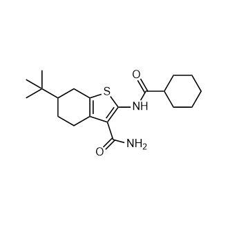 6-(叔丁基)-2-(环己烷甲酰胺)-4,5,6,7-四氢苯并[b]噻吩-3-甲酰胺结构式