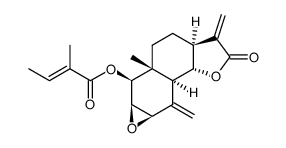 (Z)-2-Methyl-2-butenoic acid [(3aS,6aα,7aα,8aβ,8bα)-dodecahydro-5aα-methyl-3,8-bis(methylene)-2-oxooxireno[6,7]naphtho[1,2-b]furan-6β-yl] ester结构式