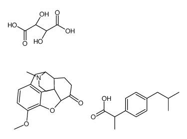 (4R,4aR,7aR,12bS)-9-methoxy-3-methyl-1,2,4,4a,5,6,7a,13-octahydro-4,12-methanobenzofuro[3,2-e]isoquinoline-7-one,(2R,3R)-2,3-dihydroxybutanedioic acid,2-[4-(2-methylpropyl)phenyl]propanoic acid Structure